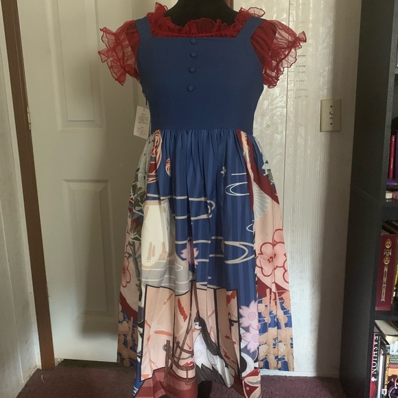 NWT Magic Tea Party’s White Crane Gratitude Lolita JSK with KC, Belt, and Clip - Picture 3 of 15